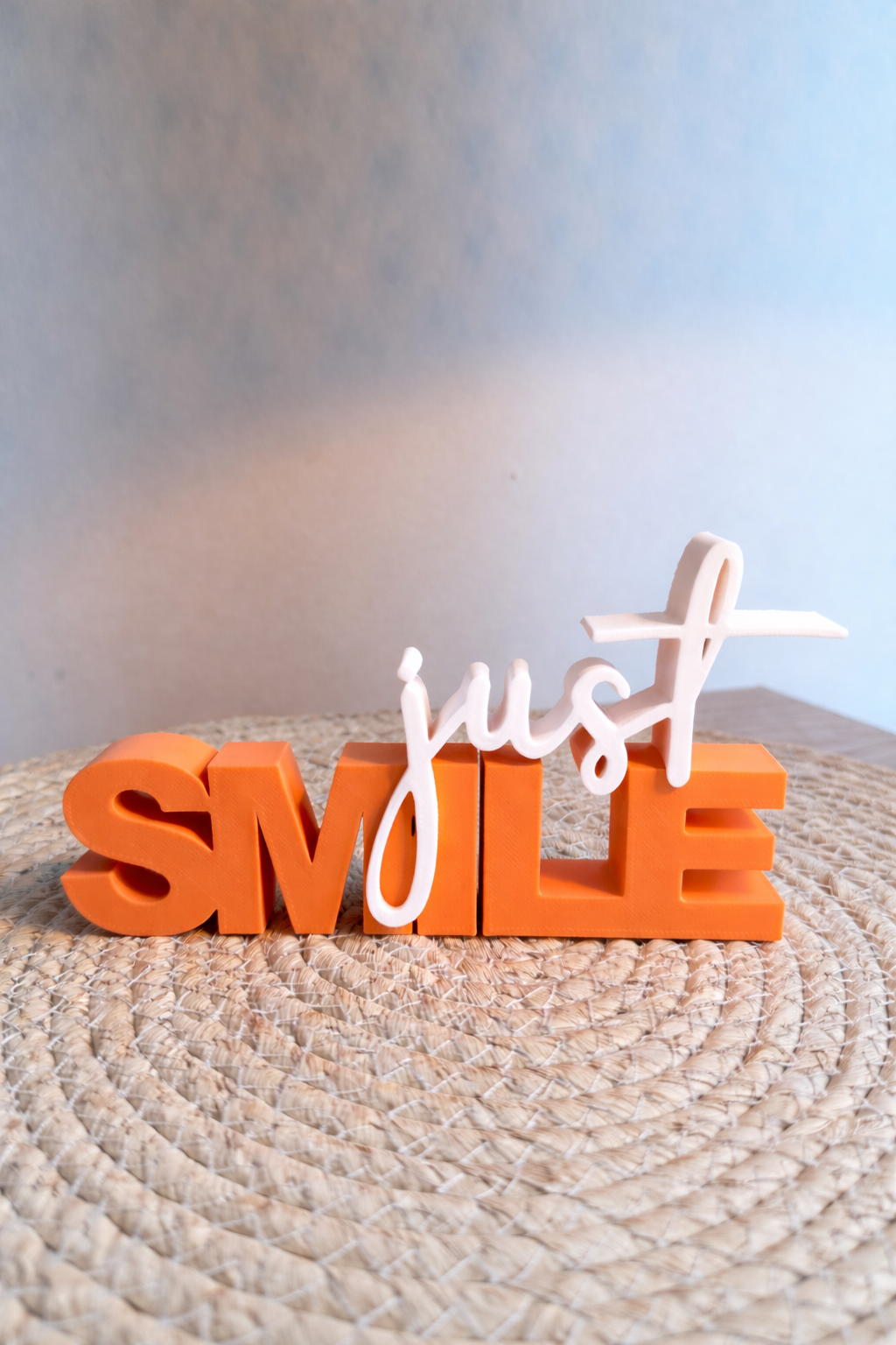 "just SMILE" lettering