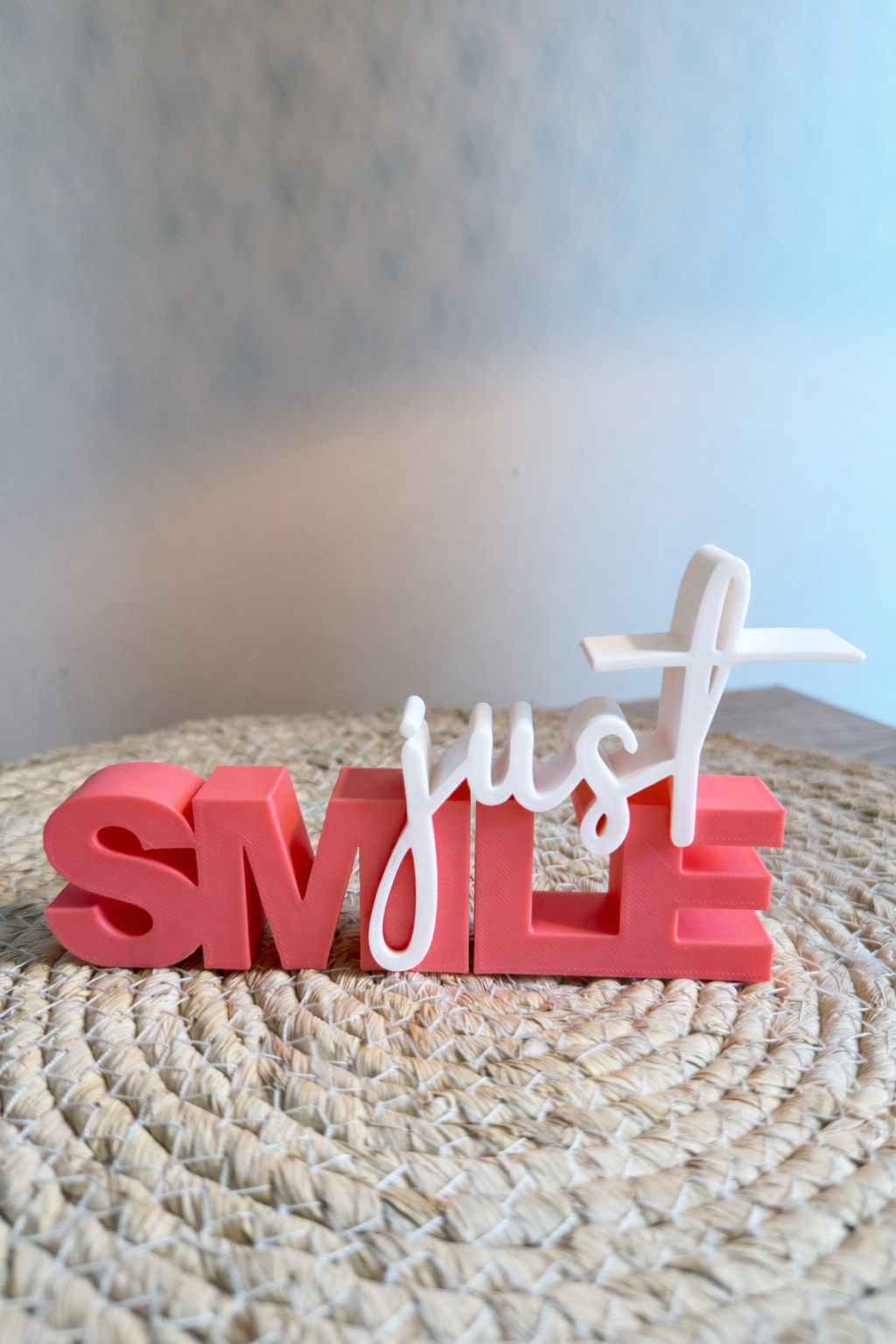 "just SMILE" lettering
