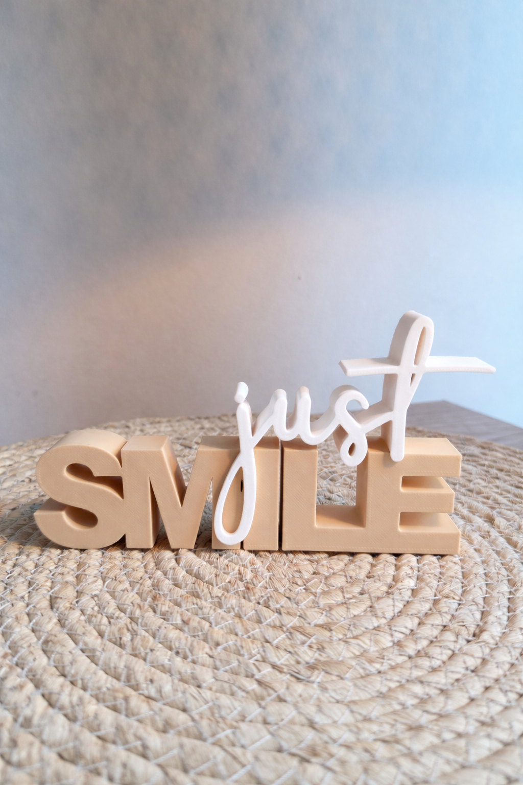"just SMILE" lettering