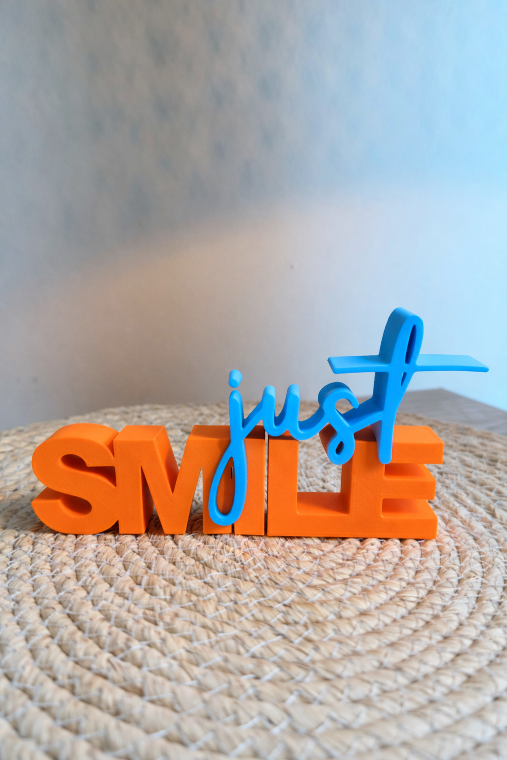 "just SMILE" lettering